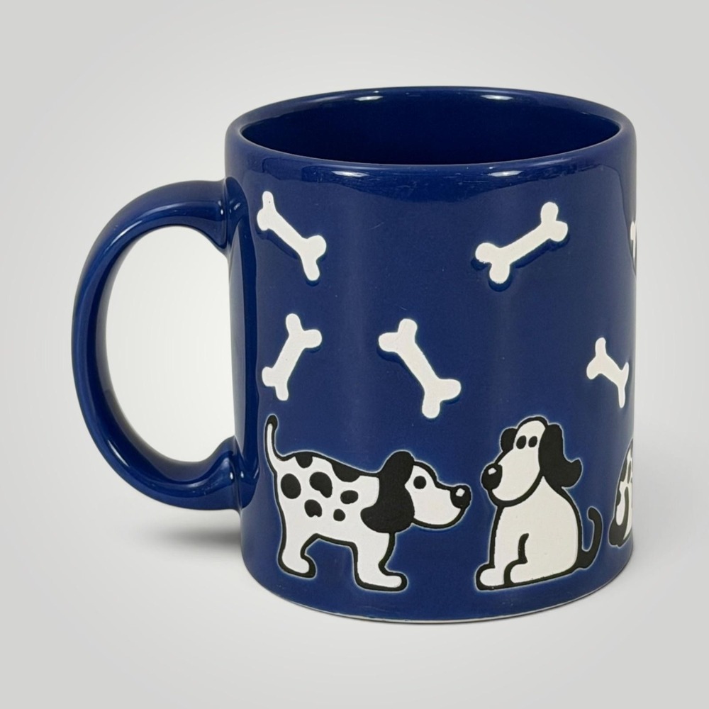 Waechtersbach Germany Blue Dog Coffee Mug Bones Ceramic Puppy Cup